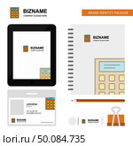Calculator Business Logo, Tab App, Diary PVC Employee Card and USB Brand Stationary Package Design Vector Template. Стоковая иллюстрация, агентство Ingram Publishing / Фотобанк Лори