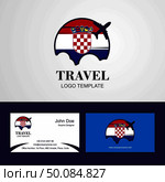 Travel Croatia Flag Logo and Visiting Card Design. Стоковая иллюстрация, агентство Ingram Publishing / Фотобанк Лори