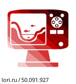 Icon Of Echo Sounder. Flat Color Ladder Design. Vector Illustration. Стоковая иллюстрация, агентство Ingram Publishing / Фотобанк Лори