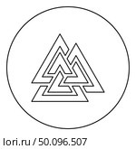 Valknut symbol icon in circle round outline black color vector illustration flat style simple image. Стоковая иллюстрация, агентство Ingram Publishing / Фотобанк Лори