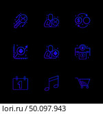 celender , music  , cart ,   crypto currency , money,  crypto , currency , icons , lock , unlock , graph , rate ,icon, vector, design,  flat,  collection, style, creative,  icons. Стоковая иллюстрация, агентство Ingram Publishing / Фотобанк Лори