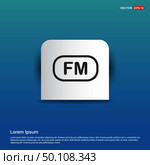 Fm radio frequency icon - Blue Sticker button. Стоковая иллюстрация, агентство Ingram Publishing / Фотобанк Лори