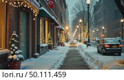 AI-generated The city is in winter, it is snowing, people are standing on the street, Christmas trees in the snow, New Year snowfall. Стоковое AI-видео, аниматор Spirit River / Фотобанк Лори