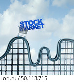 Volatile stock market and economic volatility with fluctuation of price with the rise and fall of financial securities and IPO prices as a 3D illustration. Стоковое фото, агентство Ingram Publishing / Фотобанк Лори