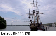 Voronezh, Russia, July 15, 2024 : Goto Predestination ship museum on Petrovskaya embankment in summer. Редакционное видео, видеограф Катерина Белякина / Фотобанк Лори