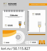 Fork and spoon Logo, Calendar Template, CD Cover, Diary and USB Brand Stationary Package Design Vector Template. Стоковая иллюстрация, агентство Ingram Publishing / Фотобанк Лори