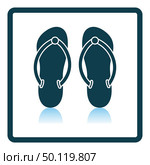 Spa Slippers Icon. Square Shadow Reflection Design. Vector Illustration. Стоковая иллюстрация, агентство Ingram Publishing / Фотобанк Лори