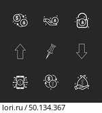 coin , dollar,  crypto currency , lock , pin , arrow , up , down , golem , mobile , icon, vector, design,  flat,  collection, style, creative,  icons. Стоковая иллюстрация, агентство Ingram Publishing / Фотобанк Лори