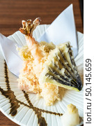 Tempura, deep fried shrimp, japanese cuisine food. Стоковое фото, агентство Ingram Publishing / Фотобанк Лори