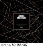 Abstract gold lines art deco style on black background with square frame. Vector illustration. Стоковая иллюстрация, агентство Ingram Publishing / Фотобанк Лори