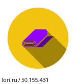 Tailor Cloth Roll Icon. Flat Circle Stencil Design With Long Shadow. Vector Illustration. Стоковая иллюстрация, агентство Ingram Publishing / Фотобанк Лори