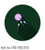 Sperm And Egg Cell Icon. Flat Circle Stencil Design With Long Shadow. Vector Illustration. Стоковая иллюстрация, агентство Ingram Publishing / Фотобанк Лори