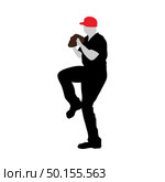 Highly detailed baseball athlete silhouette. Fully editable EPS 10 vector illustration. Стоковая иллюстрация, агентство Ingram Publishing / Фотобанк Лори