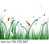 Summer meadow background with tulips. EPS 10 vector illustration with transparency and meshes. Стоковая иллюстрация, агентство Ingram Publishing / Фотобанк Лори