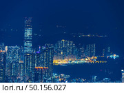 Sunset over Victoria Harbor as viewed atop Victoria Peak. Стоковое фото, агентство Ingram Publishing / Фотобанк Лори