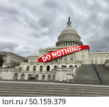 Do nothing congress United States politics and US political gridlock or government stalemate between republicans and democrats in Washington DC capital legislature in a 3D illustration style. Стоковое фото, агентство Ingram Publishing / Фотобанк Лори