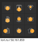 celender , dollar,  target, watch , graph , mouse , stamp , navigation , message , icon, vector, design,  flat,  collection, style, creative,  icons. Стоковая иллюстрация, агентство Ingram Publishing / Фотобанк Лори