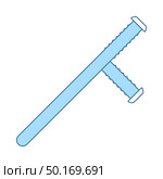 Police Baton Icon. Thin Line With Blue Fill Design. Vector Illustration. Стоковая иллюстрация, агентство Ingram Publishing / Фотобанк Лори