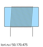 Inductor Coil Icon. Thin Line With Blue Fill Design. Vector Illustration. Стоковая иллюстрация, агентство Ingram Publishing / Фотобанк Лори