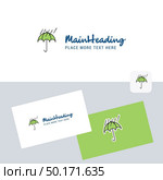 Raining and Umbrella vector logotype with business card template. Elegant corporate identity. - Vector. Стоковая иллюстрация, агентство Ingram Publishing / Фотобанк Лори