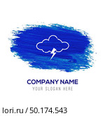 Cloud Lightening Icon - Blue watercolor background. Стоковая иллюстрация, агентство Ingram Publishing / Фотобанк Лори