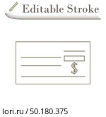 Bank Check Icon. Editable Stroke Simple Design. Vector Illustration. Стоковая иллюстрация, агентство Ingram Publishing / Фотобанк Лори