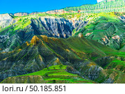 Picturesque mountain landscape of green mountain slope with erosion. Caucasus. Стоковое фото, фотограф Константин Лабунский / Фотобанк Лори