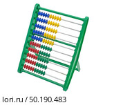 Детские разноцветные счеты на белом фоне. Colorful children's abacus isolated on white background. Стоковое фото, фотограф Татьяна Д / Фотобанк Лори