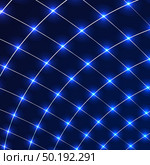 Abstract distort squares lines grid pattern with circles laser light on blue background technology concept. Geometric template design for cover brochure, banner web, presentation, etc. Vector illustration. Стоковая иллюстрация, агентство Ingram Publishing / Фотобанк Лори