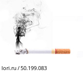 smoking cigarette on white background. Стоковое фото, агентство Ingram Publishing / Фотобанк Лори
