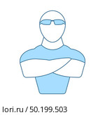 Night Club Security Icon. Thin Line With Blue Fill Design. Vector Illustration. Стоковая иллюстрация, агентство Ingram Publishing / Фотобанк Лори