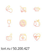medical ,orange , cart , breifcase ,medical , ecg , glass , fruits , health , fitness , medical  , dollar,  lock , heart , ecg , pear , kifdnet , beans , medicine , plants , nature , icon, vector, design,  flat,  collection, style, creative,  icons. Стоковая иллюстрация, агентство Ingram Publishing / Фотобанк Лори