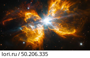 Stunning celestial display of a star's death in vibrant colors captured in deep space. Стоковое AI-изображение, AI-художник Михаил Коханчиков / Фотобанк Лори