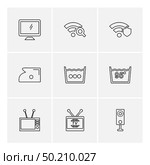 computer,  internet , multimedia , infrared , camera , technology , music , microphone , speaker, tv, wifi , network , battery , icon, vector, design,  flat,  collection, style, creative,  icons. Стоковая иллюстрация, агентство Ingram Publishing / Фотобанк Лори