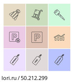 badminton , cart , key , paypal , shares , graph , tag , spring , free , discount , icon, icons, set, line, vector, business, sign, symbol, outline, Стоковая иллюстрация, агентство Ingram Publishing / Фотобанк Лори