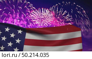 AI Generative National flag independence state USA, background fireworks. Стоковое AI-видео, аниматор Spirit River / Фотобанк Лори