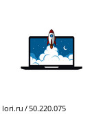 notebook laptop boost start up space rocket shuttle theme vector. notebook laptop boost start up space rocket shuttle theme. Стоковая иллюстрация, агентство Ingram Publishing / Фотобанк Лори