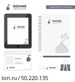 Bomb Business Logo, Tab App, Diary PVC Employee Card and USB Brand Stationary Package Design Vector Template. Стоковая иллюстрация, агентство Ingram Publishing / Фотобанк Лори
