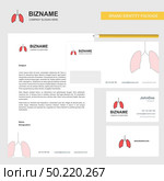 Lungs Business Letterhead, Envelope and visiting Card Design vector template. Стоковая иллюстрация, агентство Ingram Publishing / Фотобанк Лори