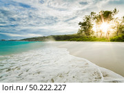 The beautiful Grand Anse Beach in La Digue, Seychelles. Стоковое фото, агентство Ingram Publishing / Фотобанк Лори