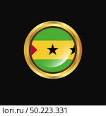 Sao Tome and Principe flag Golden button. Стоковая иллюстрация, агентство Ingram Publishing / Фотобанк Лори
