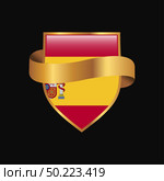 Spain flag Golden badge design vector. Стоковая иллюстрация, агентство Ingram Publishing / Фотобанк Лори