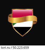Sudan flag Golden badge design vector. Стоковая иллюстрация, агентство Ingram Publishing / Фотобанк Лори