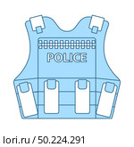 Police Vest Icon. Thin Line With Blue Fill Design. Vector Illustration. Стоковая иллюстрация, агентство Ingram Publishing / Фотобанк Лори