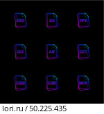 file type , files , documents , file  , doc , ai , psd , pdf , png , jpg , dmg , exe , msd , apk , txt, docx ,xls , html , css  , wav, mp3 , mp4 , db , eps , svg, icon, vector, design,  flat,  collection, style, creative,  icons. Стоковая иллюстрация, агентство Ingram Publishing / Фотобанк Лори
