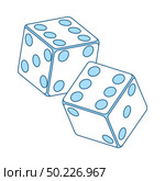 Craps Dice Icon. Thin Line With Blue Fill Design. Vector Illustration. Стоковая иллюстрация, агентство Ingram Publishing / Фотобанк Лори