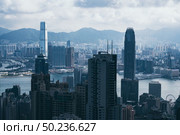 Hong Kong, Hong Kong - November 6 2019 : Hong Kong cityscape, view from mountains. Редакционное фото, агентство Ingram Publishing / Фотобанк Лори