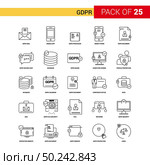 GDPR Black Line Icon - 25 Business Outline Icon Set. Стоковая иллюстрация, агентство Ingram Publishing / Фотобанк Лори