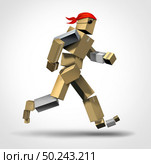 Porch pirate package delivery theft and thief stealing packages delivered as a burglar robbing boxes as a running criminal made of cardboard boxes with 3D illustration. Стоковое фото, агентство Ingram Publishing / Фотобанк Лори