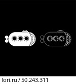 Bathyscaphe Underwater boat ship Submarine icon outline set white color vector illustration flat style simple image. Стоковая иллюстрация, агентство Ingram Publishing / Фотобанк Лори